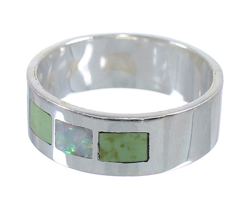 Southwest Turquoise Opal And Authentic Sterling Silver Ring Size 5-3/4 VX58079